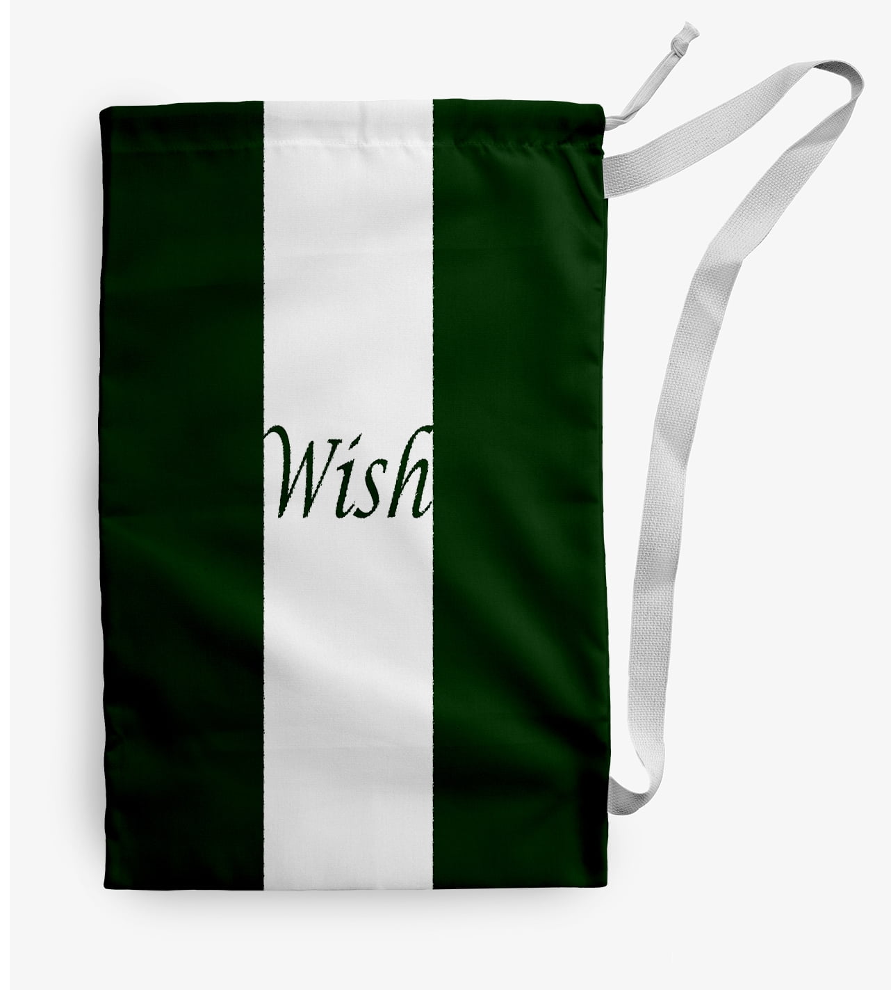 Simply Daisy Wish on a Stripe 28 x 36 inch Dark Green Laundry Bag