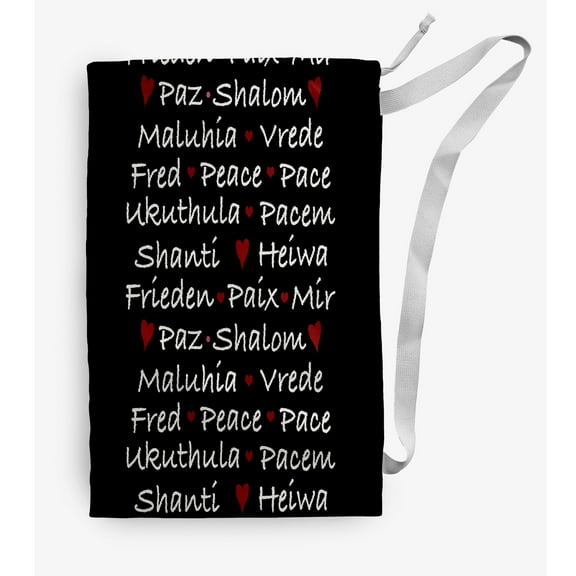 Simply Daisy Words of Peace 18 x 29 in Black Laundry Bag