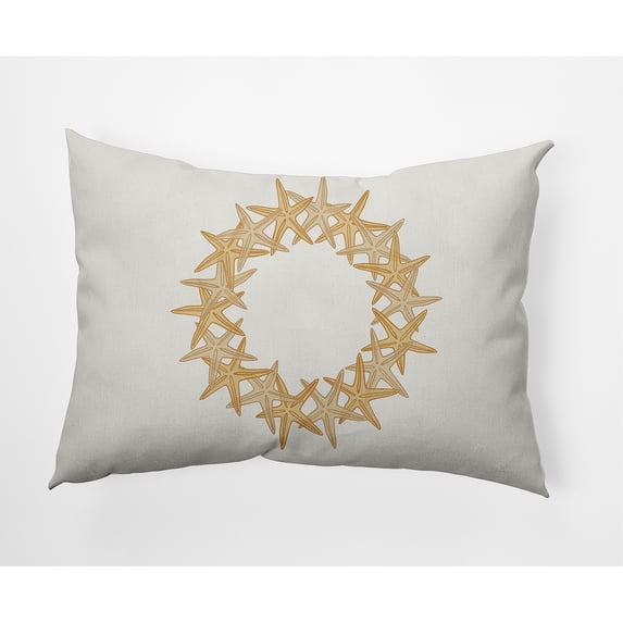 Simply Daisy Yellow Colored Starfish Wreath Soft Spun Polyester Decorative Throw Pillow, 14" x 20"