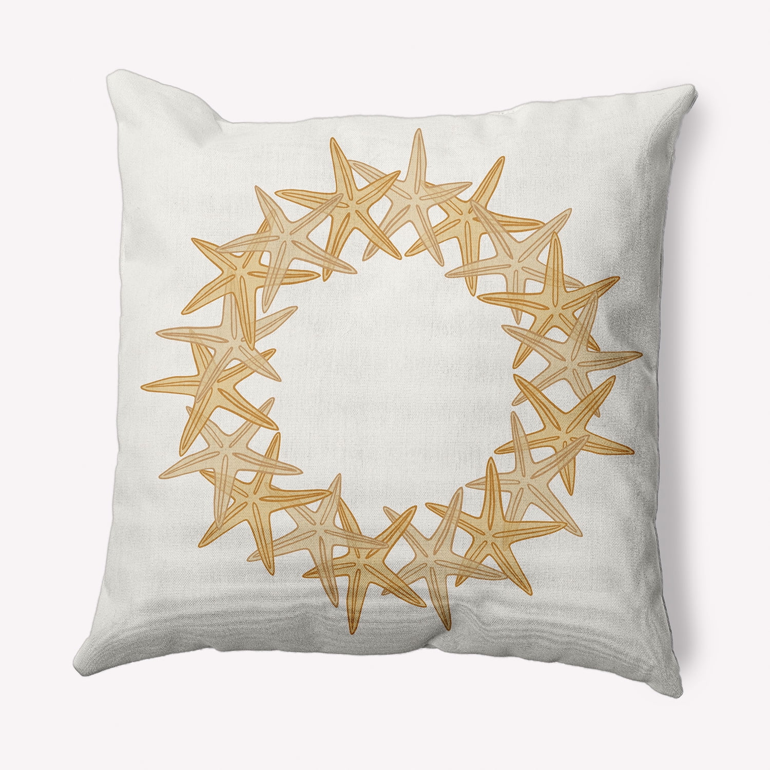 Simply Daisy Yellow Colored Starfish Wreath Soft Spun Polyester Indoor/Outdoor Throw Pillow, 20" x 20"