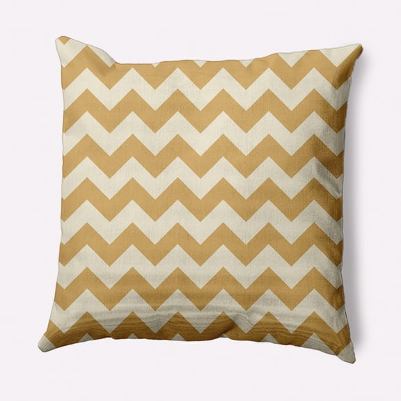 Simply Daisy Yellow Colored Zig Zag Stripe Soft Spun Polyester Indoor/Outdoor Throw Pillow, 16" x 16"