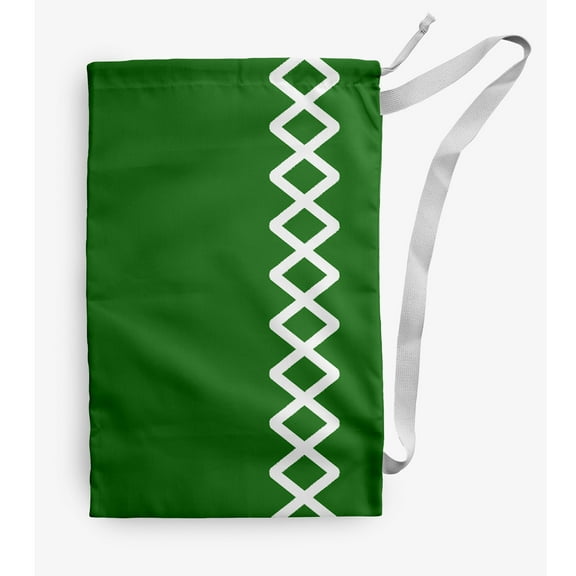 Simply Daisy Zipper Stripe 18 x 29 in Green Laundry Bag