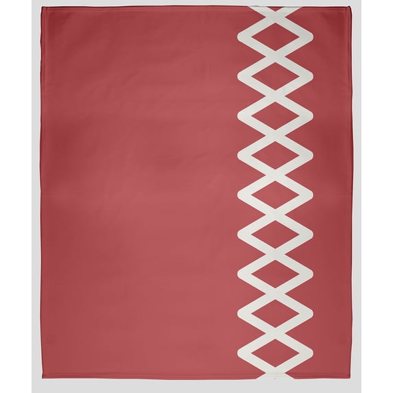 Simply Daisy Zipper Stripe Fleece Throw Blanket, Ligonberry Red, Oversized Throw