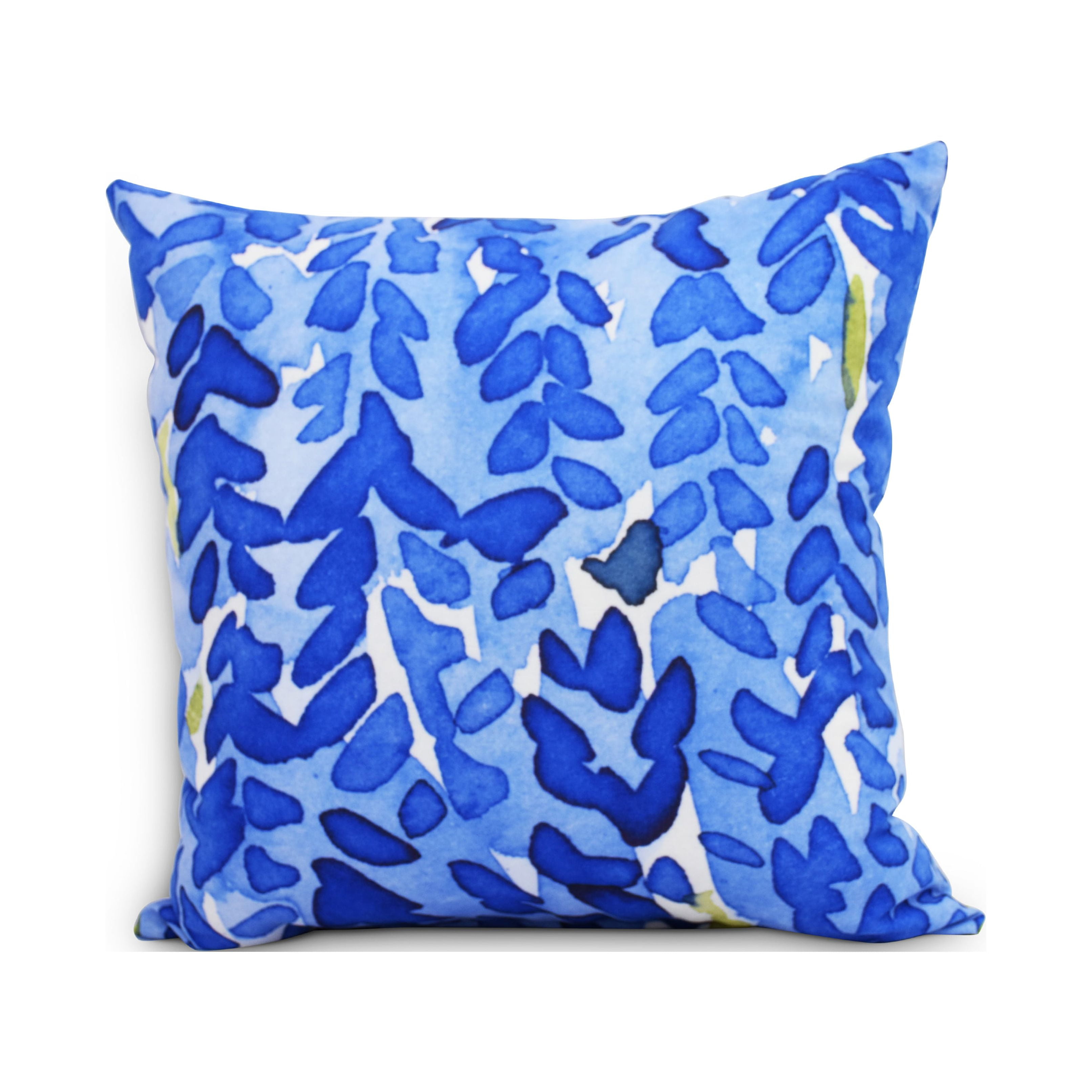 Blue Floral 16" x 16" Square Outdoor Throw Pillow