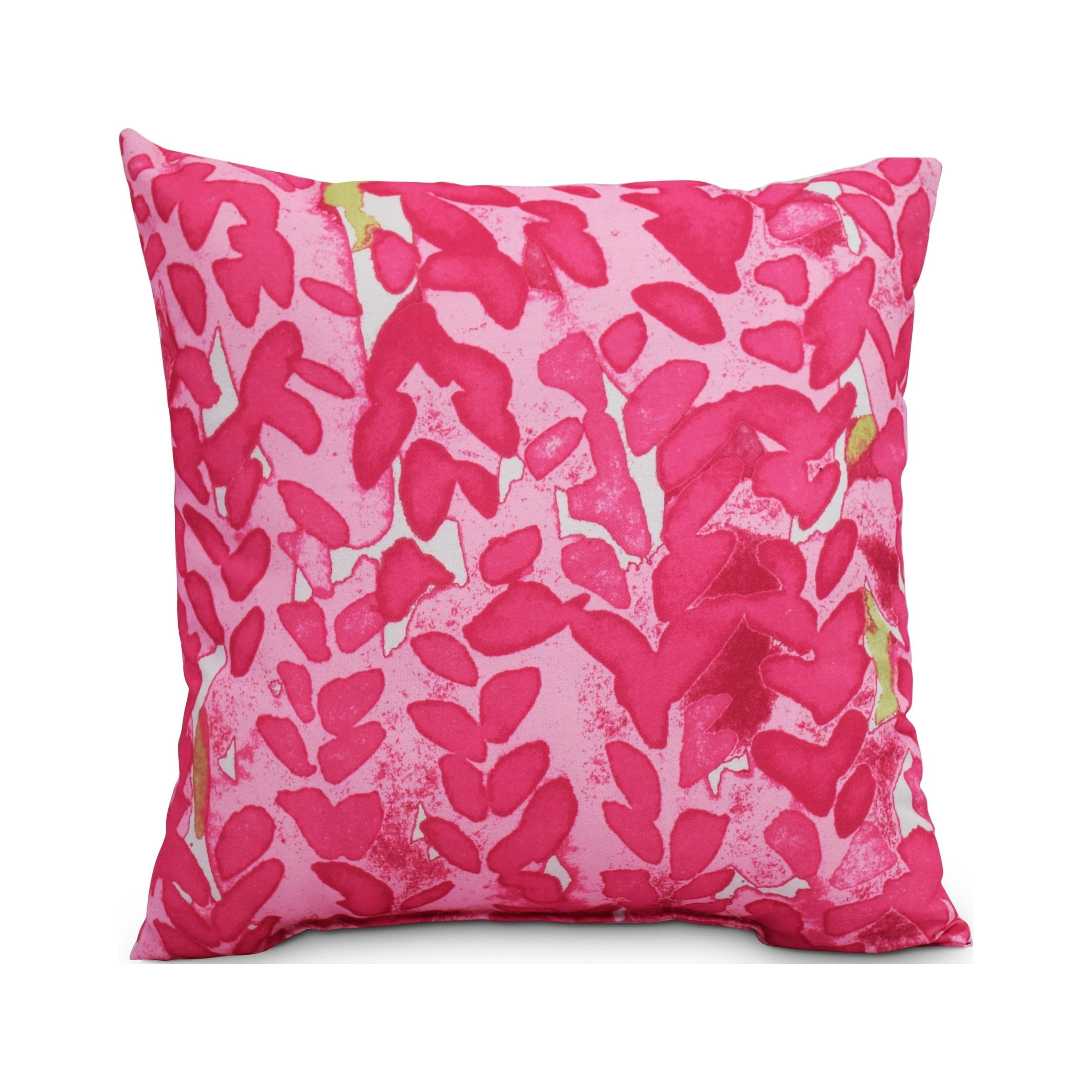 Pink Floral Square Cotton Decorative Throw Pillow