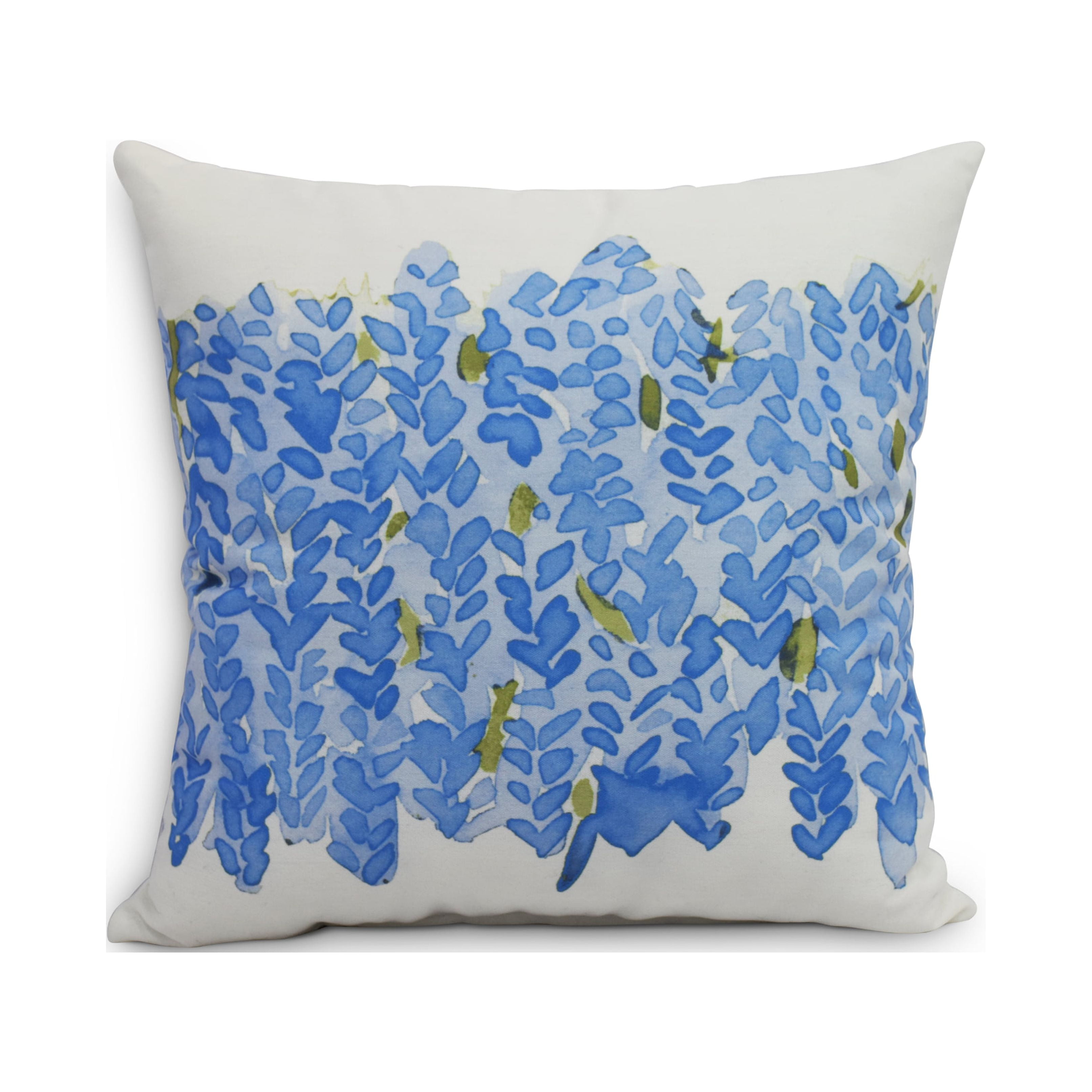 Light Blue Floral Square Outdoor Throw Pillow