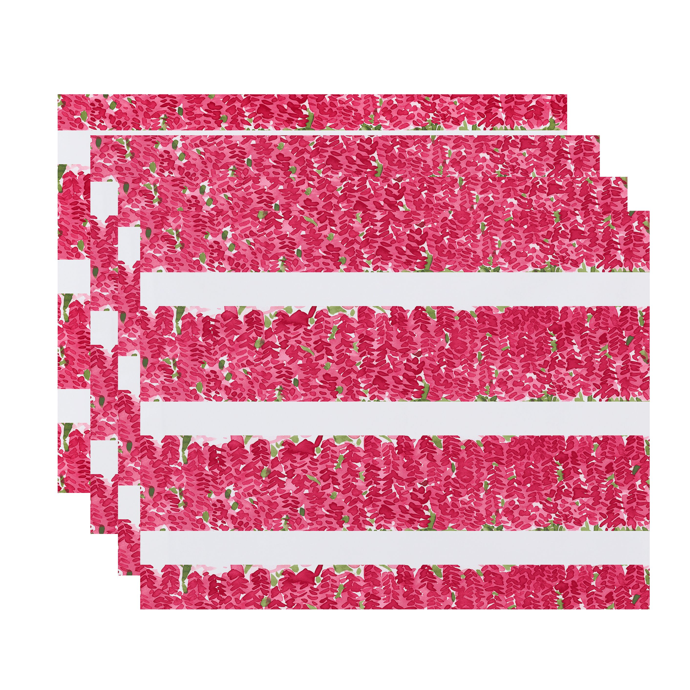 Simply Daisy's Flower Bell Stripe 18x14 inch Pink Floral Print Placemat (Set of Four)