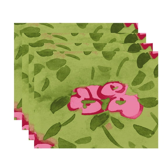 Simply Daisy's Forget Me Not 18x14 inch Pink Floral Print Placemat (Set of Four)