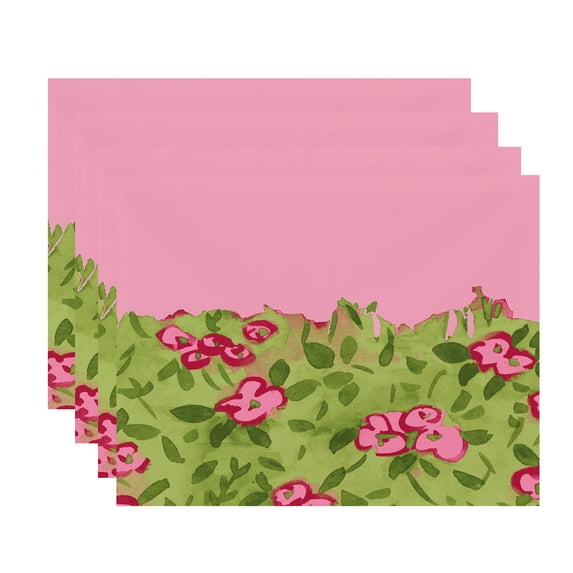 Simply Daisy's Forget Me Not Bunch 18x14 inch Pink Floral Print Placemat (Set of Four)
