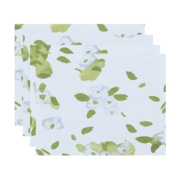 Simply Daisy's Forget Me Not Collage 18x14 inch Blue Floral Print Placemat (Set of Four)