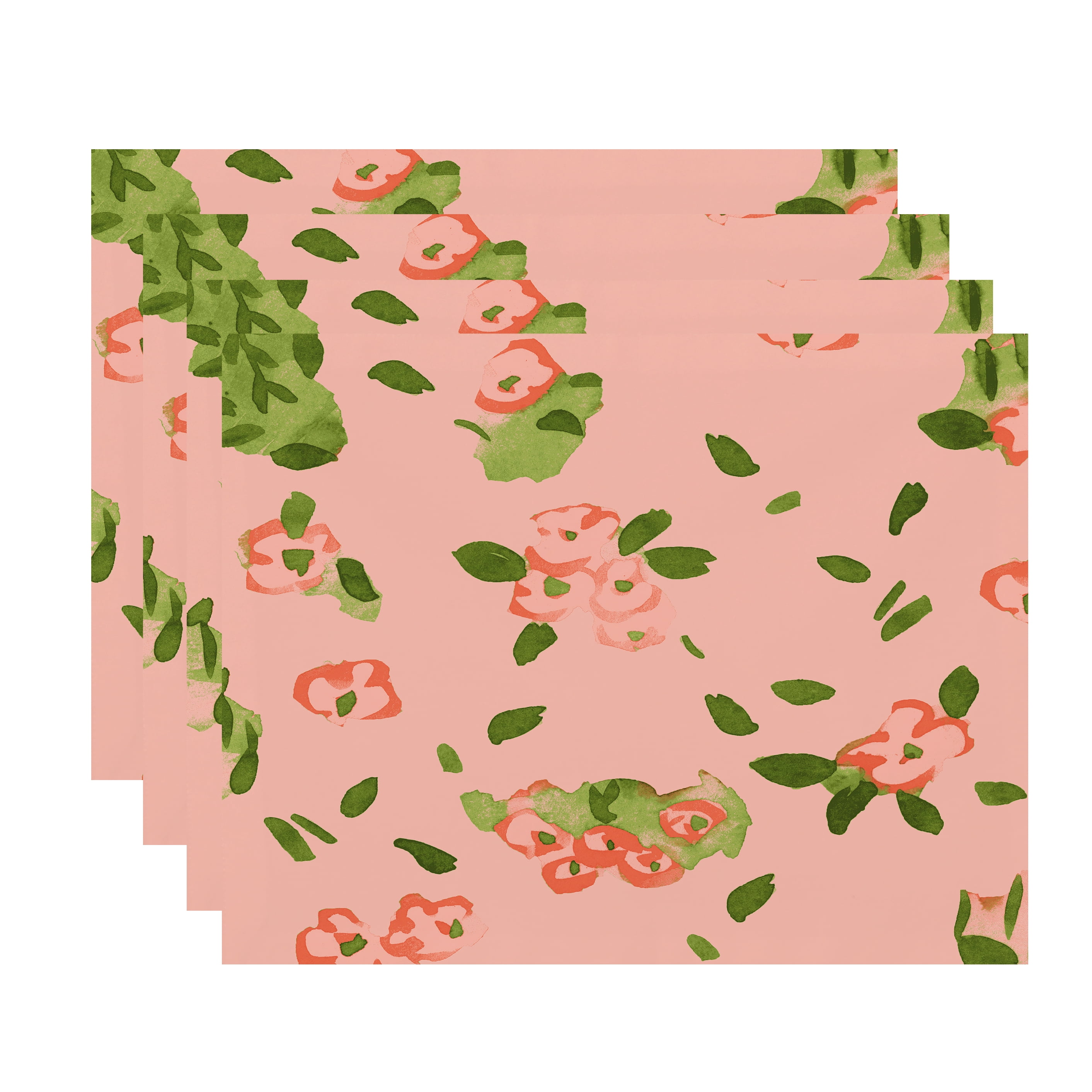 Simply Daisy's Forget Me Not Collage 18x14 inch Orange Floral Print Placemat (Set of Four)