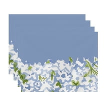 Simply Daisy's Gardenia Garden 18x14 inch Blue Floral Print Placemat (Set of Four)