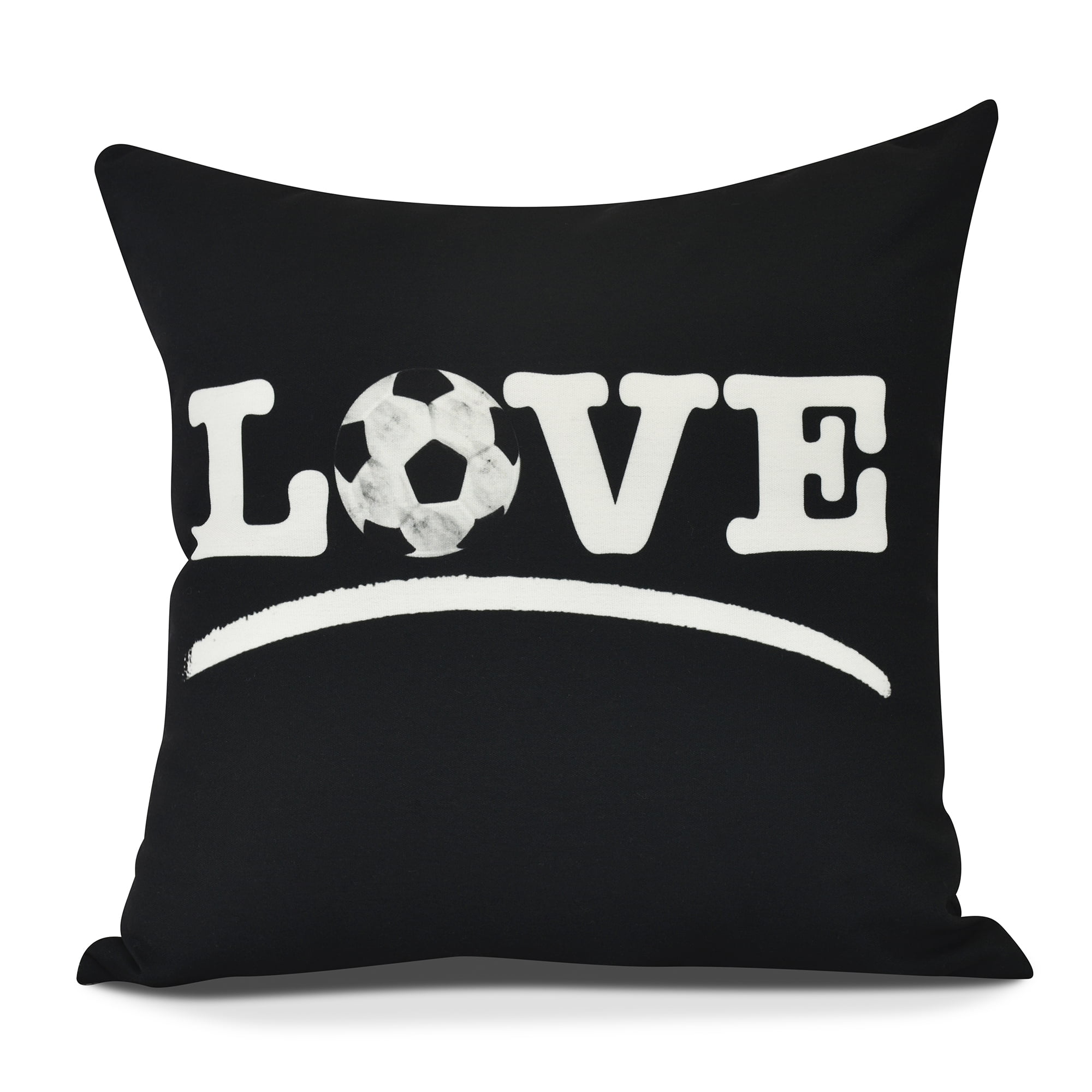 Simply Daisy's, Love Soccer, Black 16 Inch Word Print Pillow