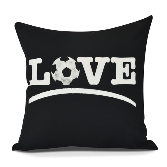Simply Daisy's, Love Soccer, Black 18 Inch Word Print Pillow