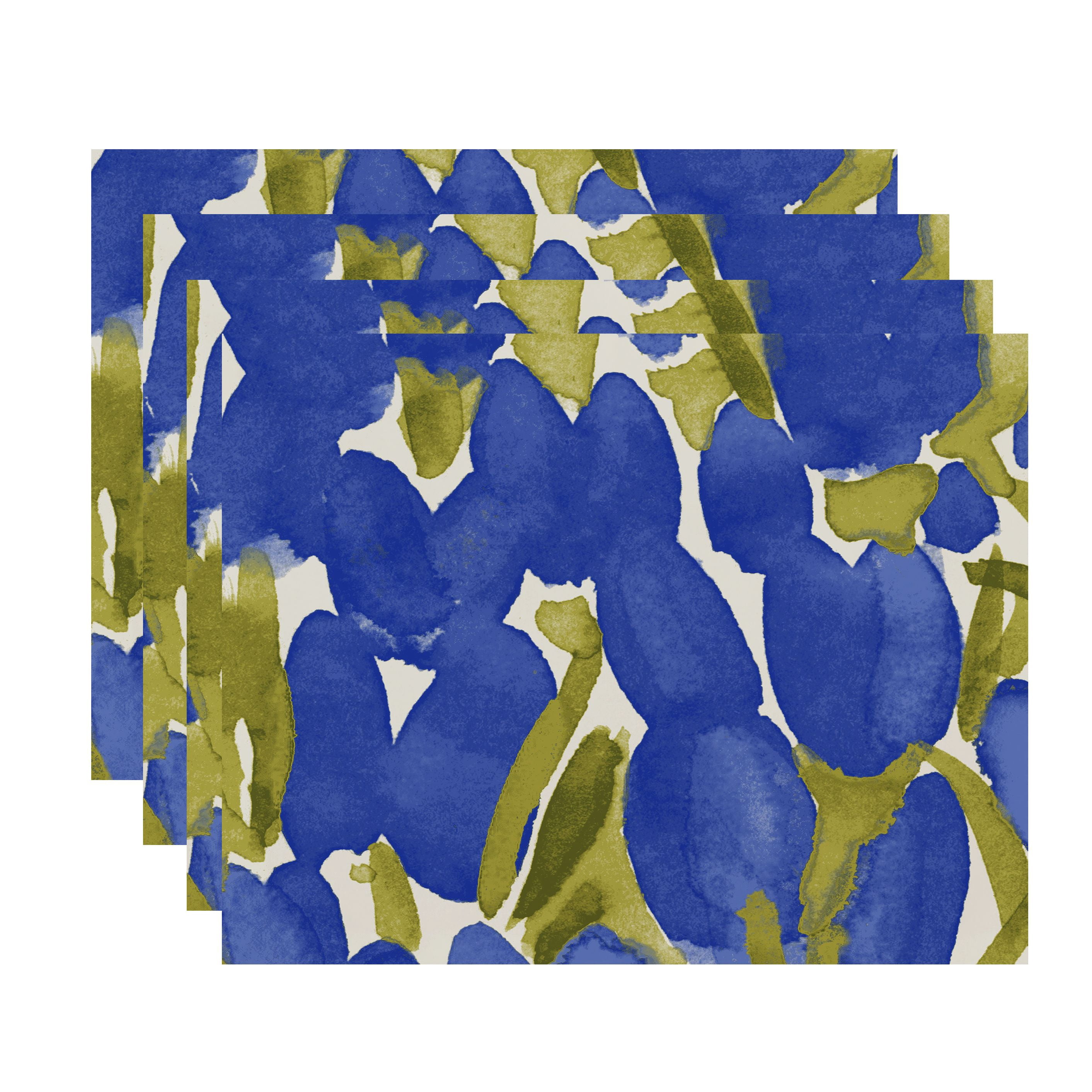 Simply Daisy's Sunset Tulip 18x14 inch Blue Floral Print Placemat (Set of Four)