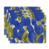 Simply Daisy's Sunset Tulip 18x14 inch Blue Floral Print Placemat (Set of Four)