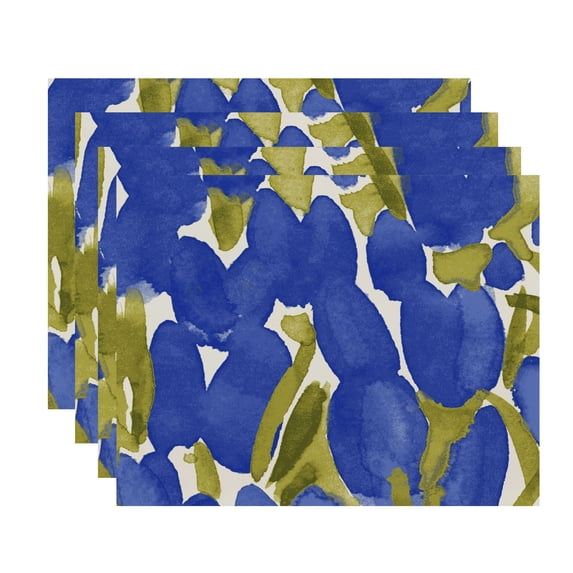 Simply Daisy's Sunset Tulip 18x14 inch Blue Floral Print Placemat (Set of Four)