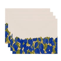Simply Daisy's Sunset Tulip Garden 18x14 inch Blue Floral Print Placemat (Set of Four)