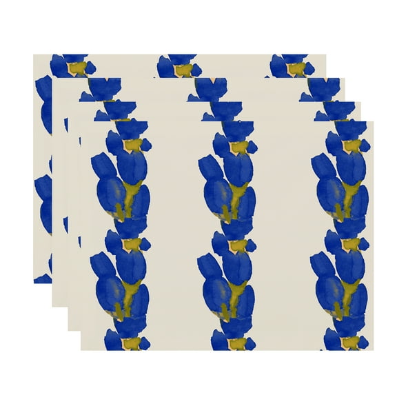 Simply Daisy's Sunset Tulip Stripe 18x14 inch Blue Floral Print Placemat (Set of Four)