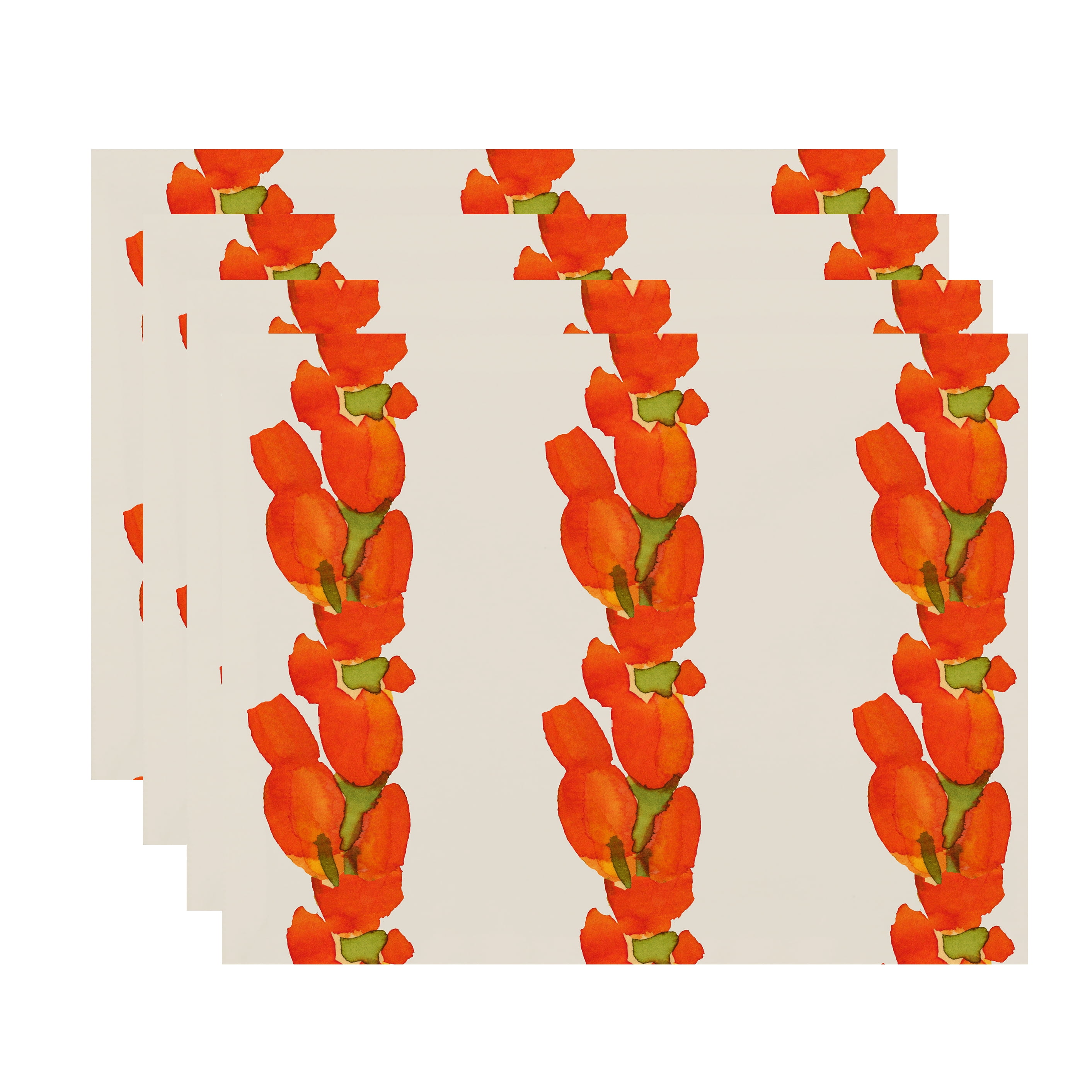 Simply Daisy's Sunset Tulip Stripe 18x14 inch Orange Floral Print Placemat (Set of Four)