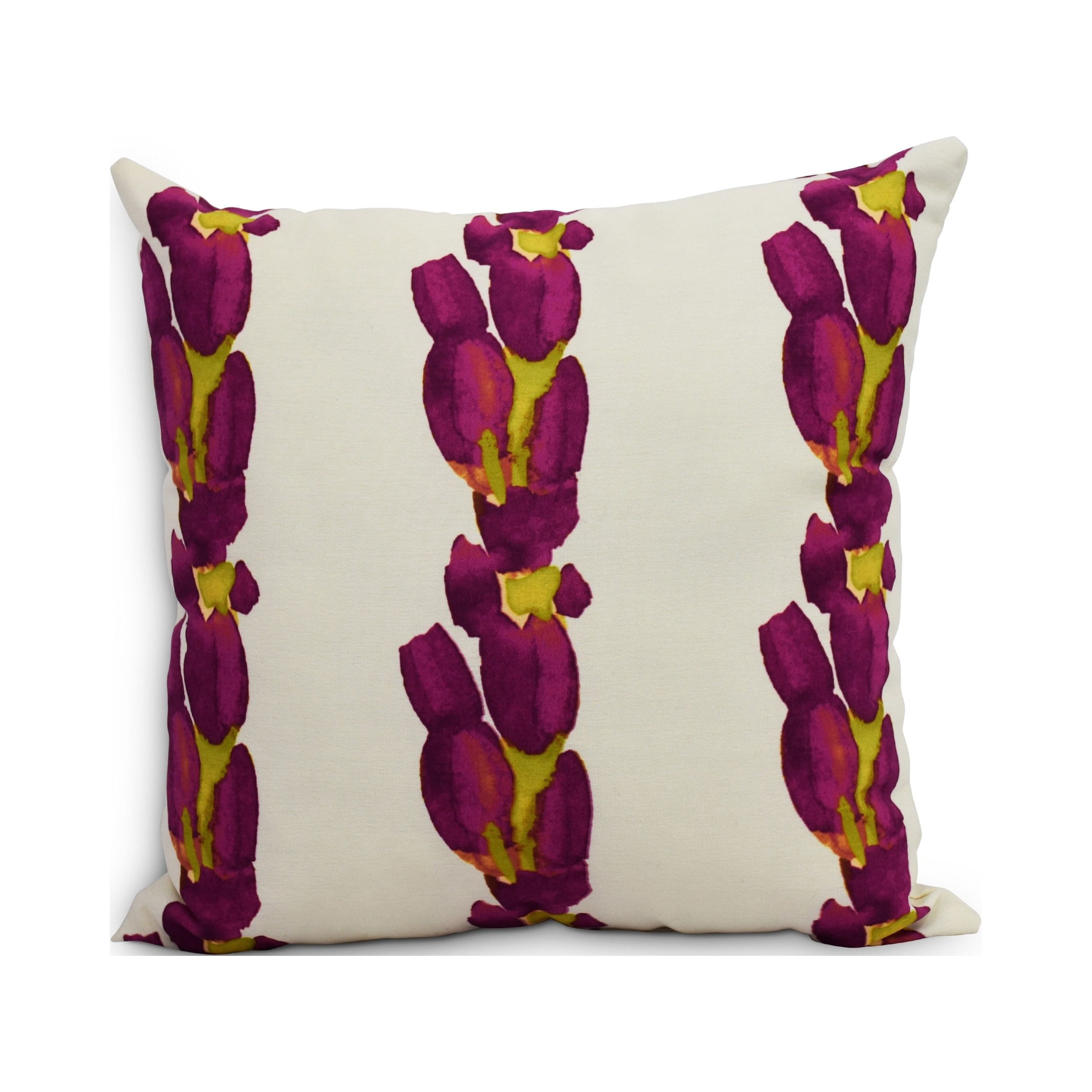 Simply Daisy's Sunset Tulip Stripe 26 inch Purple Decorative Floral Throw Pillow