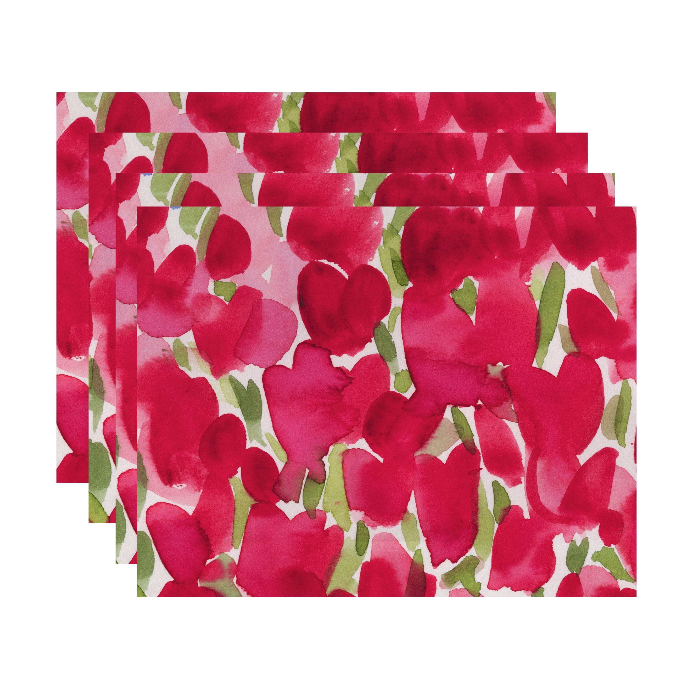 Simply Daisy's Tulip Blossom 18x14 inch Pink Floral Print Placemat (Set of Four)