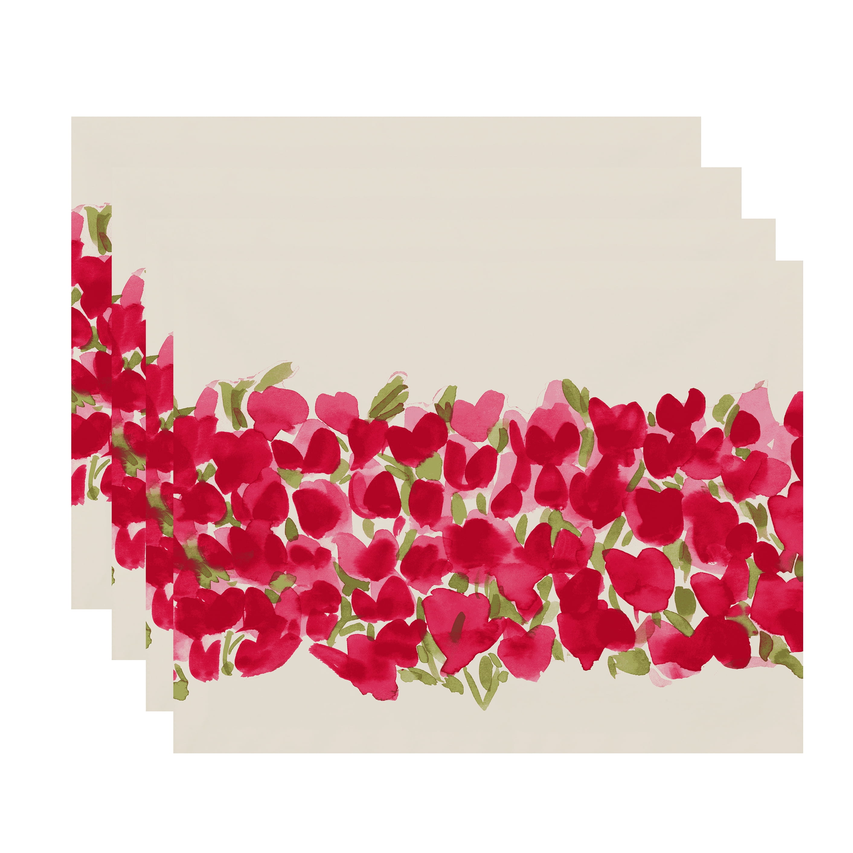 Simply Daisy's Tulip Blossom Arrangement 18x14 inch Pink Floral Print Placemat (Set of Four)