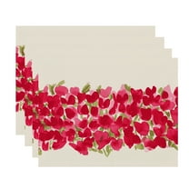 Simply Daisy's Tulip Blossom Arrangement 18x14 inch Pink Floral Print Placemat (Set of Four)