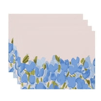 Simply Daisy's Tulip Blossom Garden 18x14 inch Blue Floral Print Placemat (Set of Four)