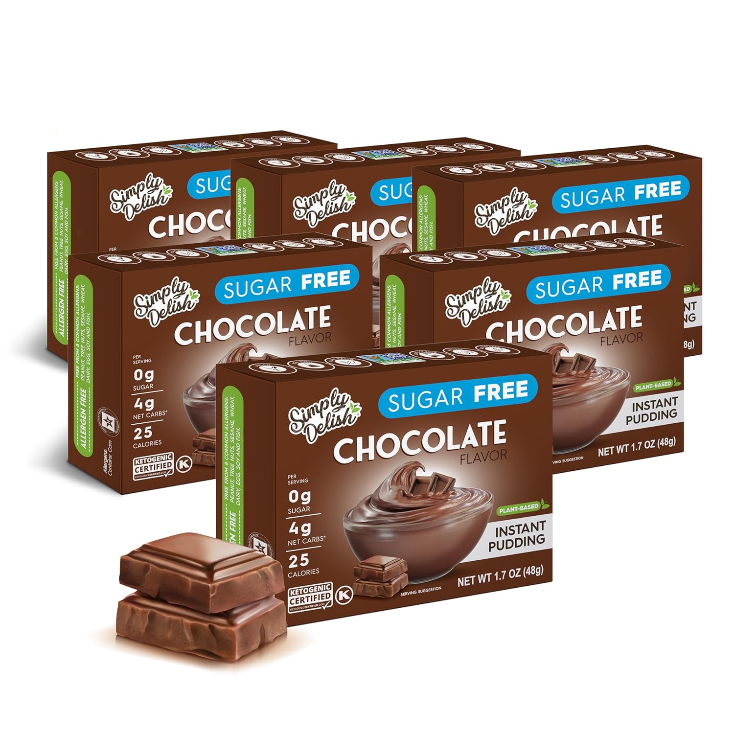 Simply Delish Instant Chocolate Pudding Mix Plant Based Guilt Free