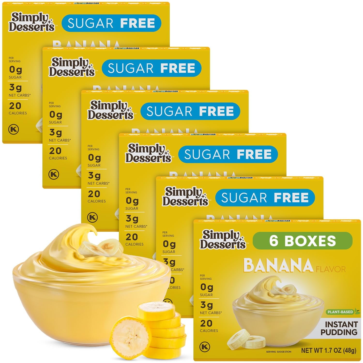 Simply Desserts Banana Instant Pudding, Sugar-Free, 6-Pack
