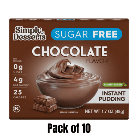 Simply Desserts Sugar Free Chocolate Pudding Mix, 17 oz Box (10 Individual 1.7 oz Packs)
