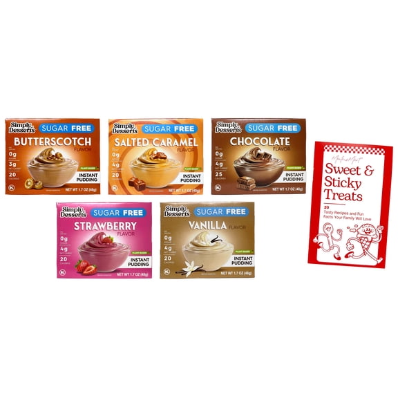 Simply Desserts Sugar-Free Pudding Variety Pack  Butterscotch, Salted Caramel, Chocolate, Strawberry & Vanilla  5 Pack | MerlinsMart Zine