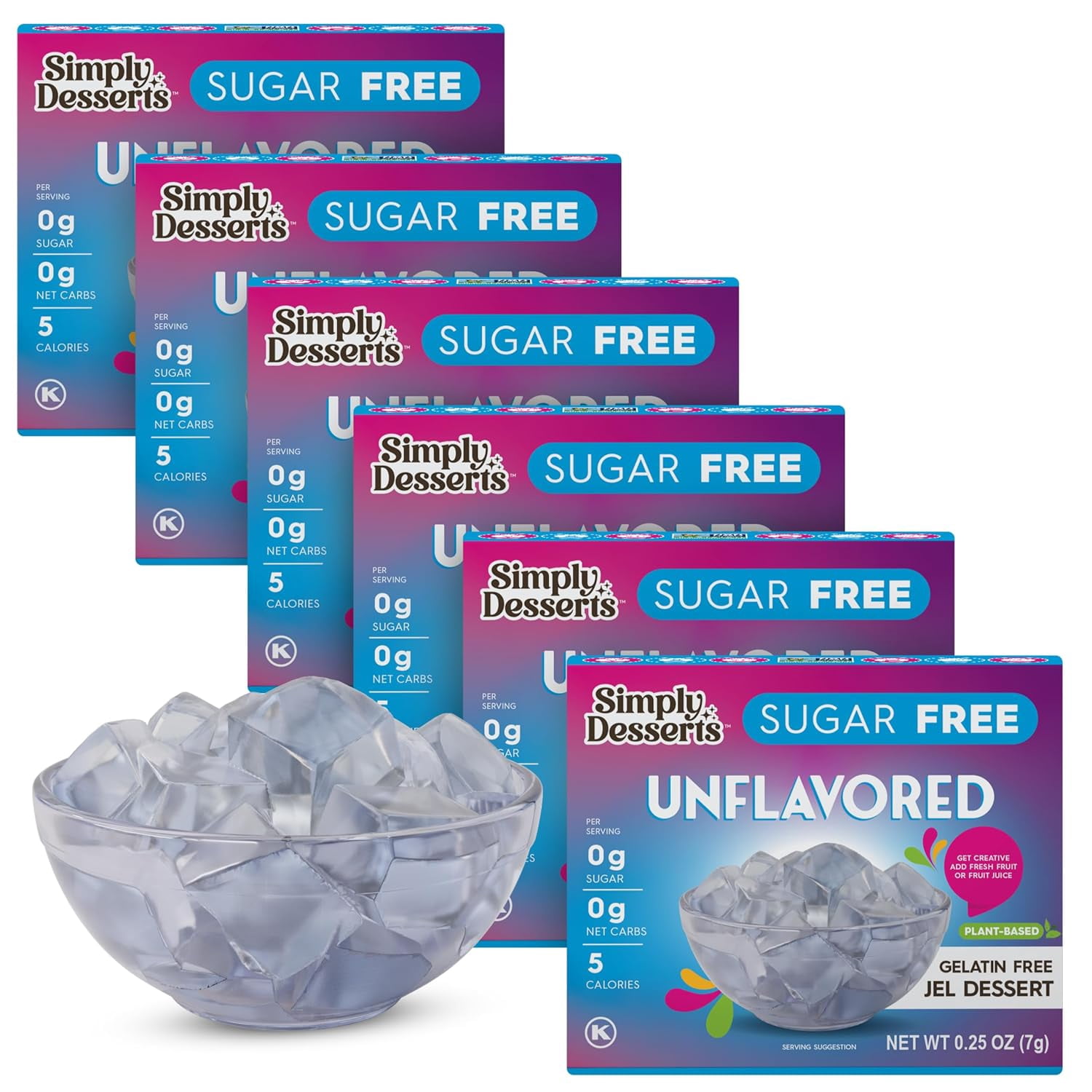 Simply Delish Zero-Sugar Plant-Based Jel, 6-Pack, Unflavored 1.7