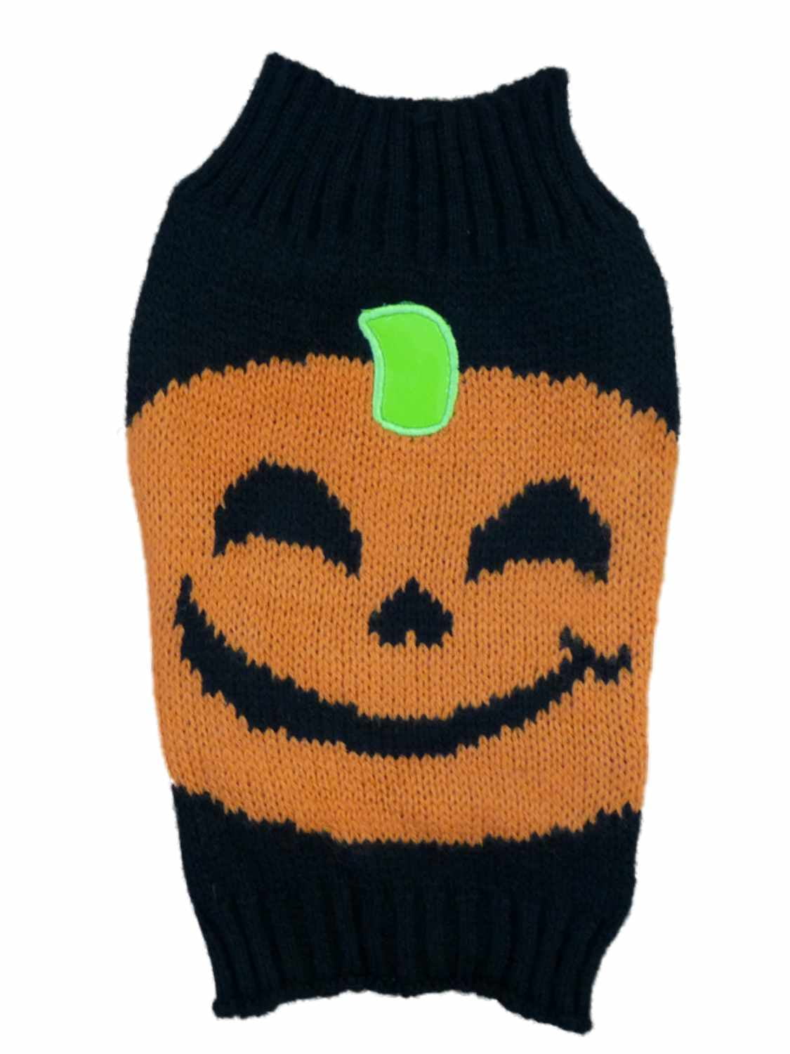 Simply Dog Sweater Costume Black Orange Pumpkin JackOLantern Knit Pet