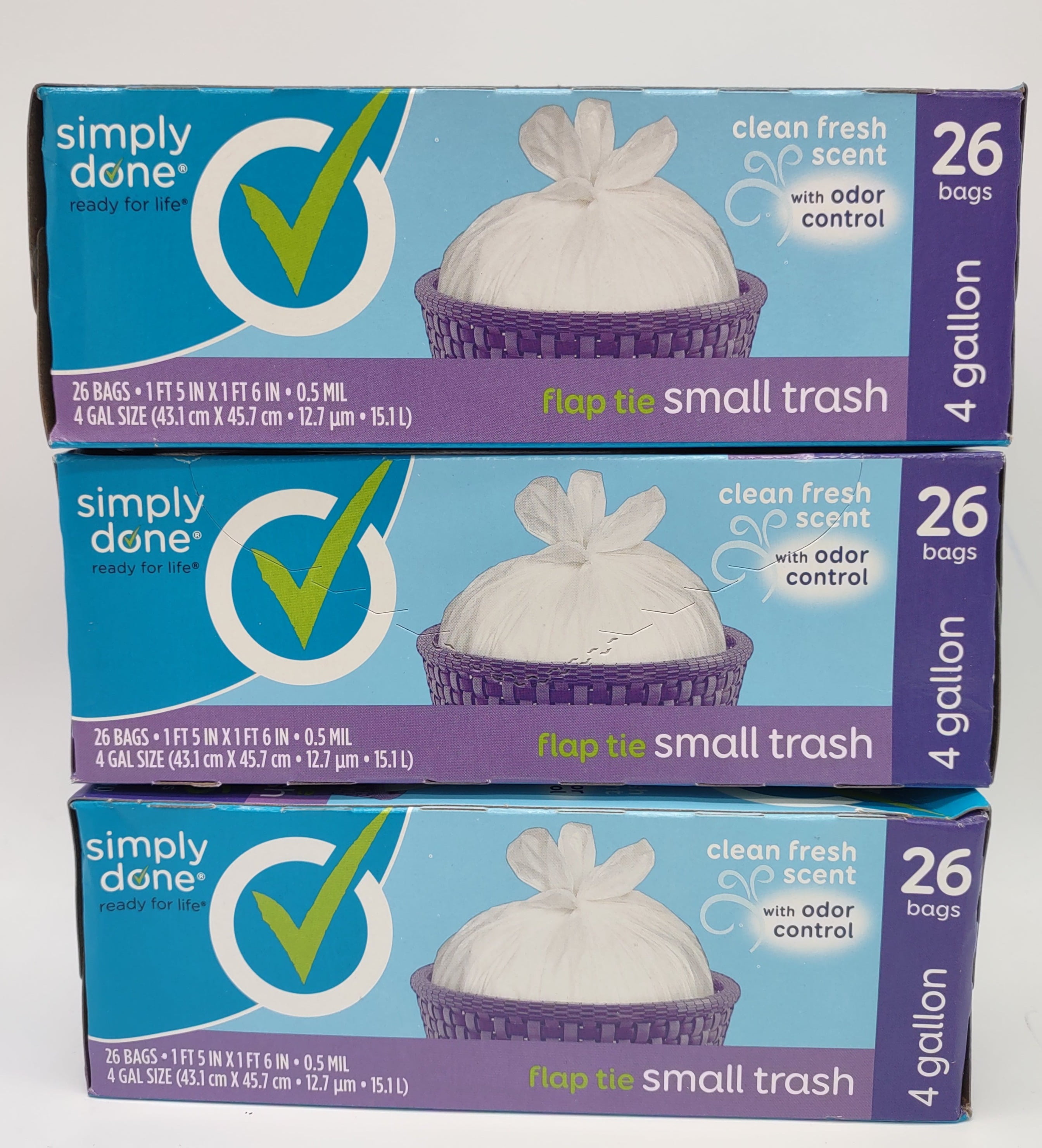 Simply Done 4Gallon Odor Control Fresh Scent Trash Bags 3Pack 78