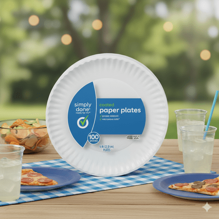 Simply Done Coated Paper Plates – 9 Inch, 100 Count ????