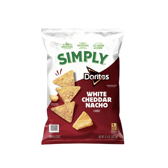 Simply Doritos White Cheddar Nacho Tortilla Chips, 15.25 oz.