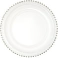 thumbnail image 1 of Simply Elegant Beaded Rim Clear Glass Charger Plate | Service Plate for Parties, Dinner, Weddings, Quinceaneras and Events | 12 1/2 inch Diameter | Silver - Gloss Finish | Set of 4, 1 of 11