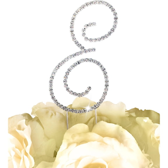Simply Elegant Collection Monogram Cake Topper - Letter E - Large - Silver