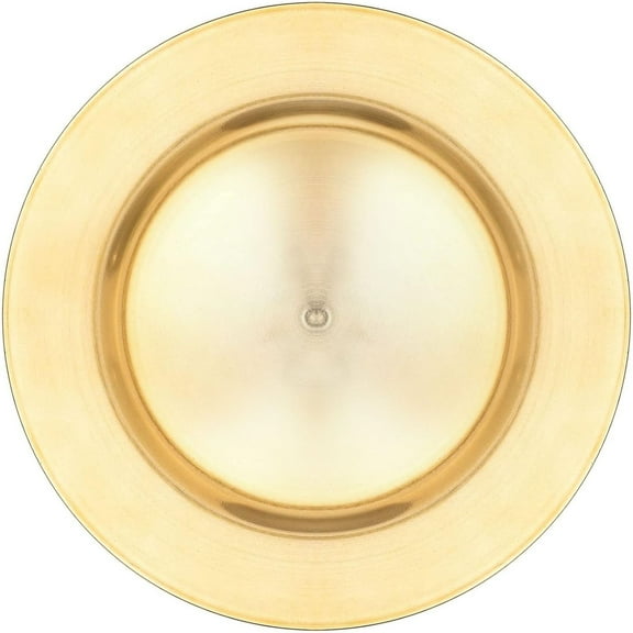 Simply Elegant Flat Edge Plastic Charger Plate | Service Plate for Parties, Dinner, Weddings, Quinceaneras and Events | 13 inch Diameter | Gold- Gloss Finish | Set of 24