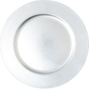Simply Elegant Flat Edge Plastic Charger Plate | Service Plate for Parties, Dinner, Weddings, Quinceaneras and Events | 13 inch Diameter | Silver- Gloss Finish | Set of 24
