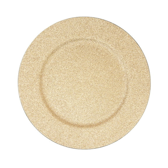 Simply Elegant Glitter Plastic Plastic Charger Plate | Service Plate for Parties, Dinner, Weddings, Quinceaneras and Events | 13 inch Diameter | Gold- Gloss Finish | Set of 12