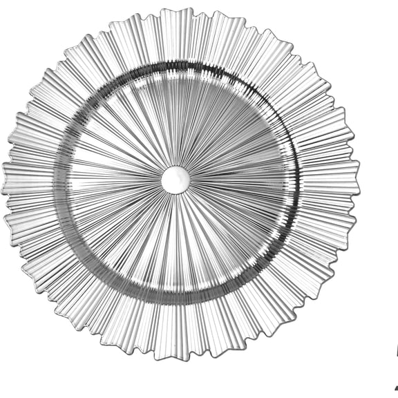 Simply Elegant Modern Plastic Charger Plate | Service Plate for Parties, Dinner, Weddings, Quinceaneras and Events | 13 inch Diameter | Silver- Gloss Finish | Set of 12
