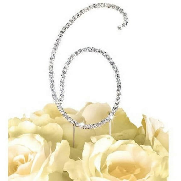 Unik Occasions Simply Elegant Monogram Cake Topper Number 6, Silver