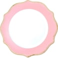 thumbnail image 1 of Simply Elegant Scalloped with Gold Trim Plastic Charger Plate | Service Plate for Parties, Dinner, Weddings, Quinceaneras and Events | 13 inch Diameter | Pink | Set of 12, 1 of 5