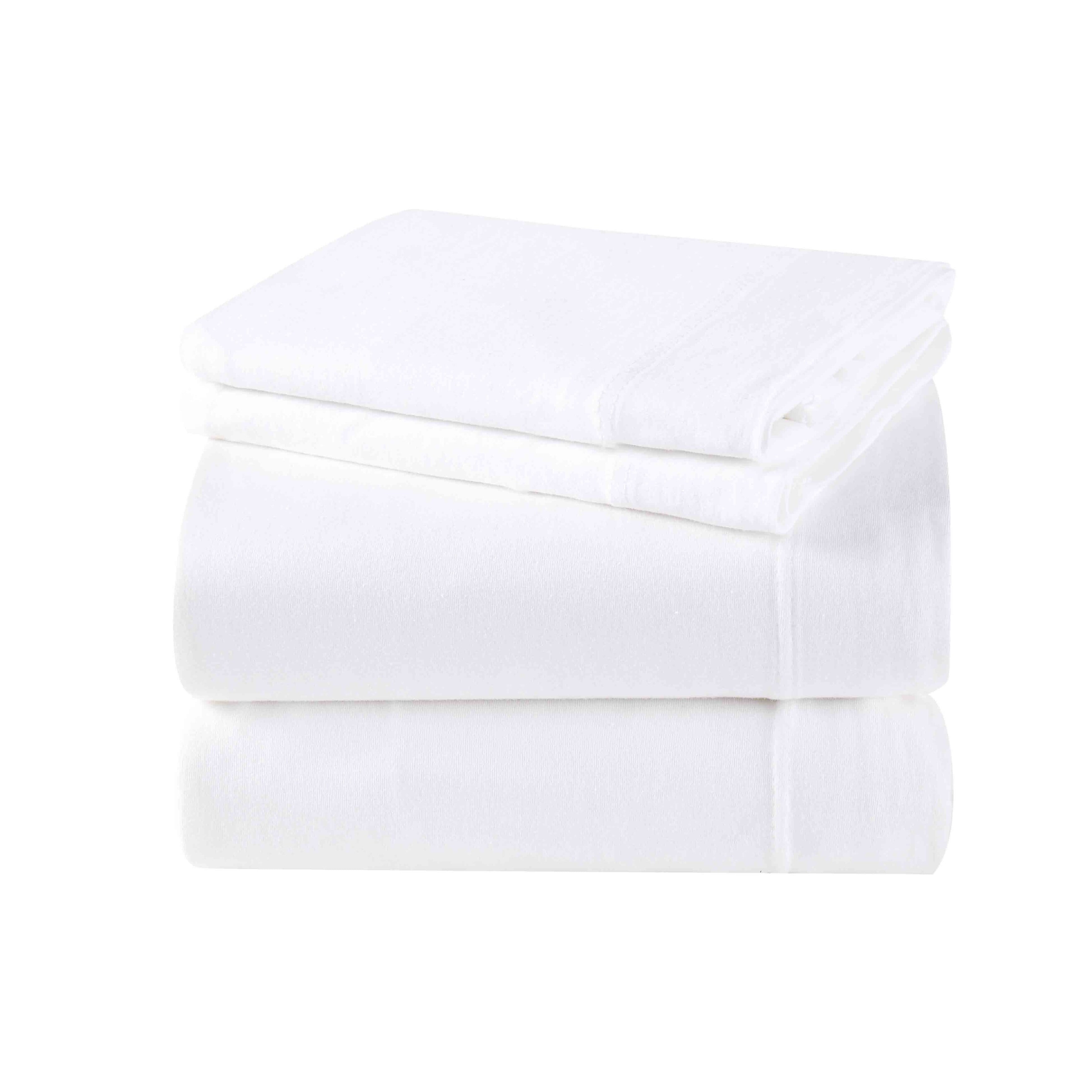 Simply Essential Heathered Jersey Solid Sheet Set Twin XL White