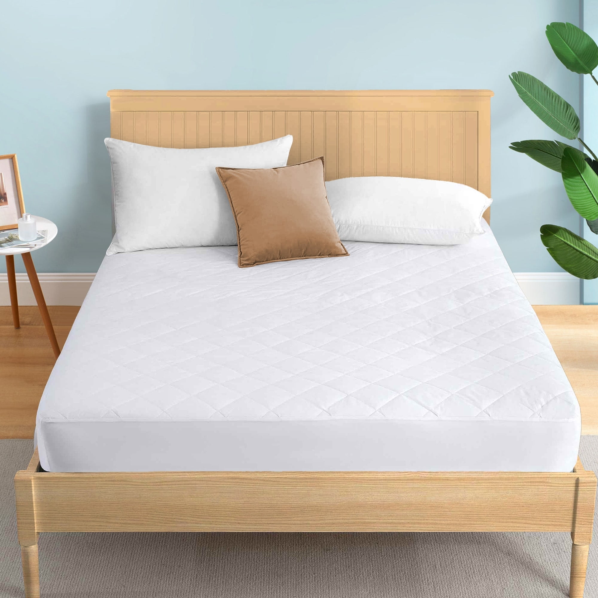 Twin White Waterproof Cotton Down Alternative Mattress Pad