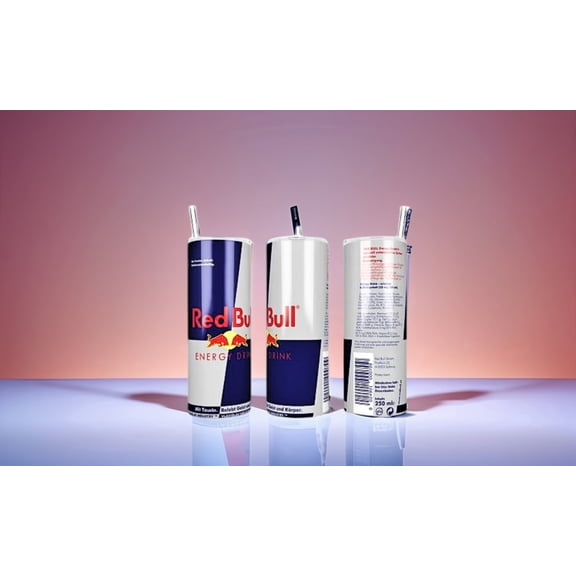 Alpha Printing 20oz Stainless Steel Tumbler with Straw – Energy Drink Look-Alike Design – Double Wall Insulated Travel Mug for Hot & Cold Beverages