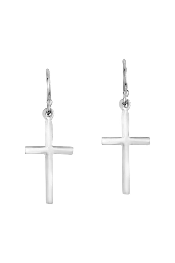 Simply Faithful Sterling Silver Symmetric Cross Dangle Earrings